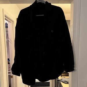 Black Button-Up Shacket Jacket